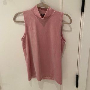 Velvet Sleeveless Mock Neck Blouse